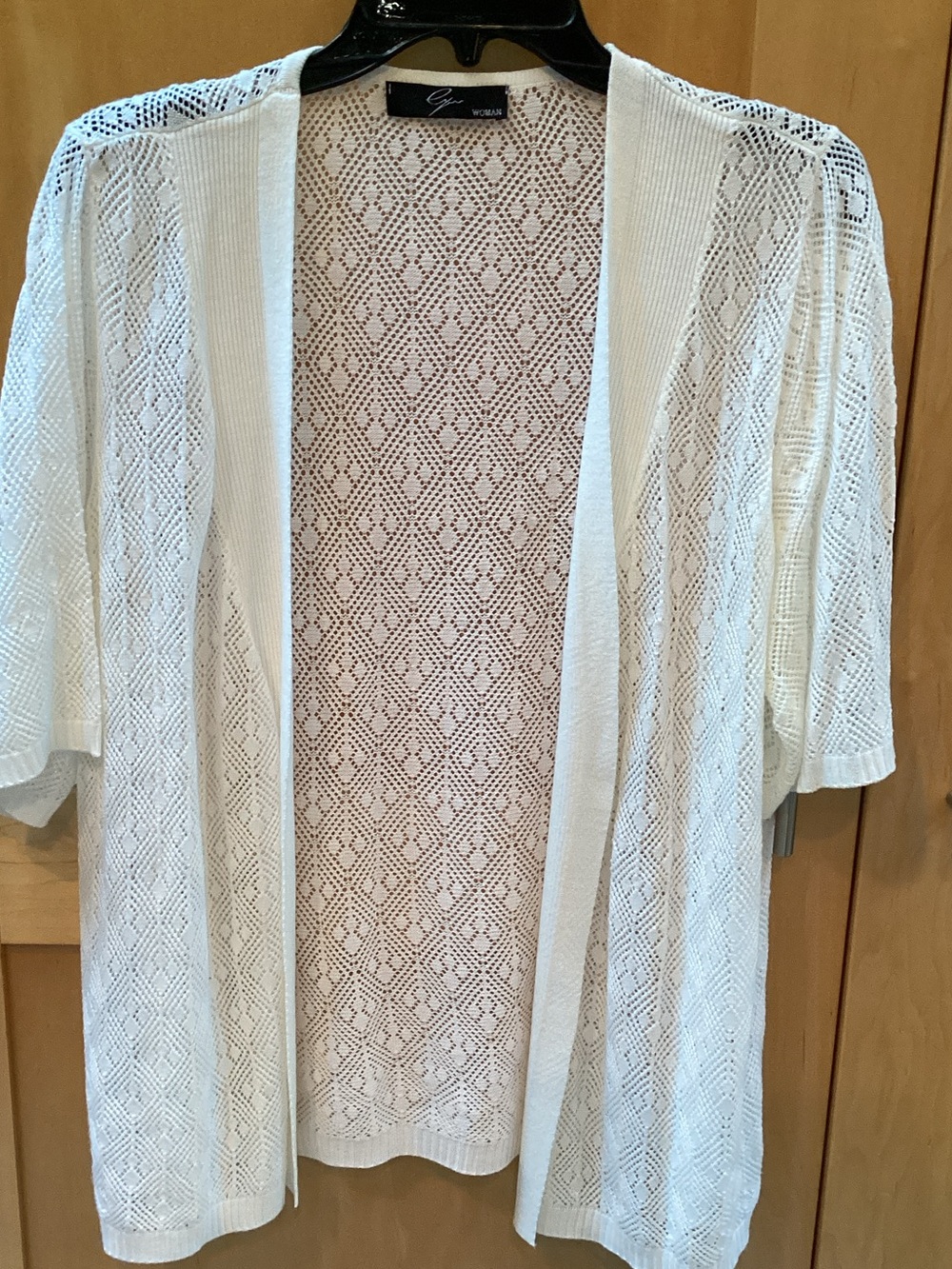 Open-Front Crochet Knit Cardigan - White